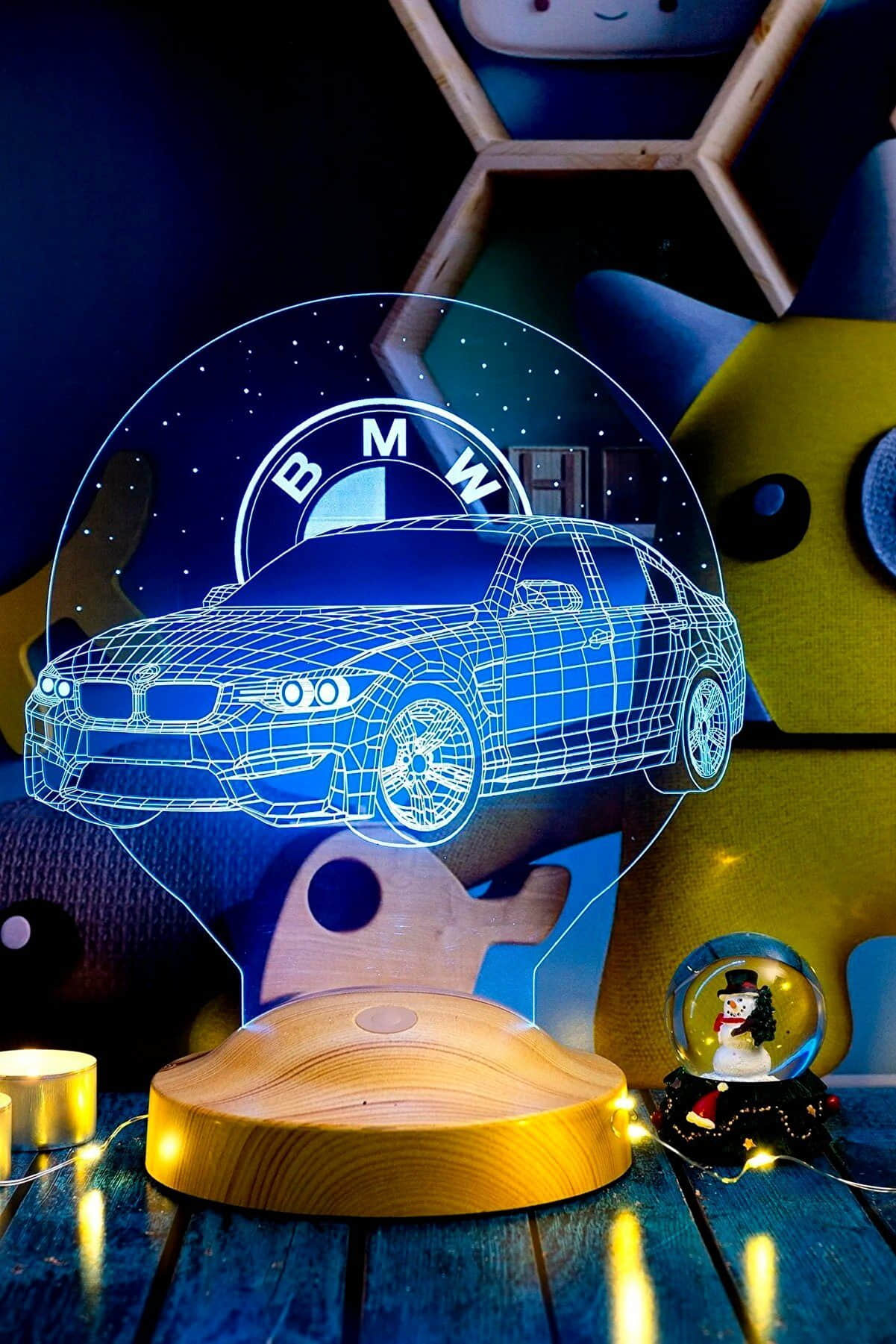 Geschenkelampe Lampen 3D LED Auto-Geschenkelampe mit Gravur | Personalisierbares Nachtlicht für BMW & Klassiker | 7 Farben | Bruchfestes Acryl | Geburtstagsgeschenk für Autofans