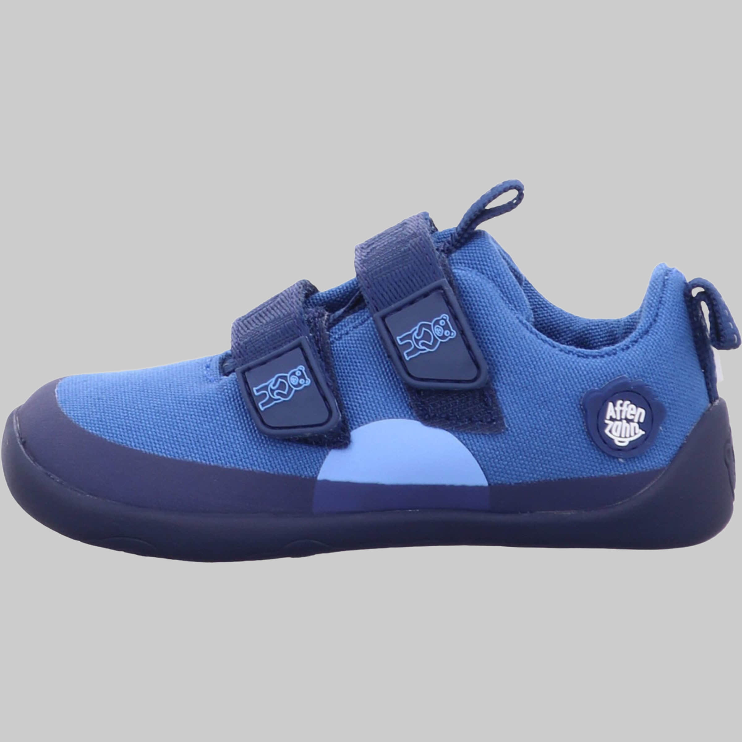 Affenzahn Affenzahn Lucky Organic Cotton Barefoot Shoes for Kids - Flexible Sole, Hook & Loop Closure (Sizes 21-32) Bär - Blau Halbschuhe