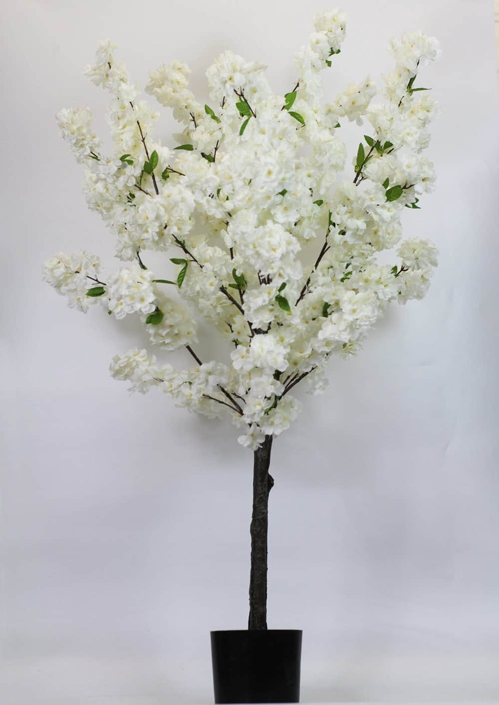 Dekoration Arnusa Arnusa Kirschblütenbaum Kunstpflanze 120 cm - Weiße Sakura mit 190 Blüten, naturgetreuer Kunstbaum im Topf für Wohnzimmer & Büro
