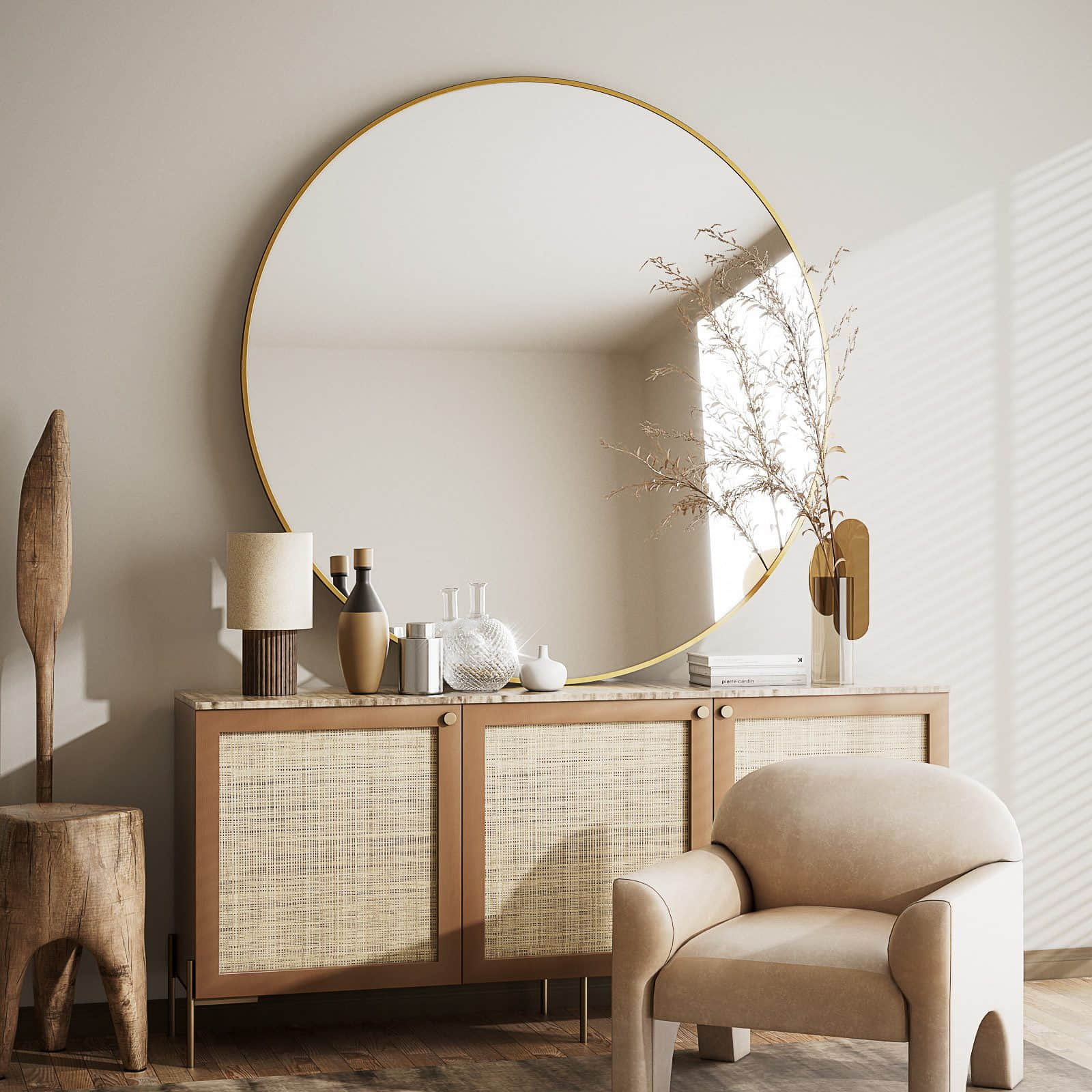 Dekoration BEAUTYPEAK BEAUTYPEAK Premium Rundspiegel - Wasserdichter Dekorationsspiegel für Badezimmer & Wohnzimmer (50×50cm/61×61cm/80×80cm) - Moderner Wandspiegel mit Aluminiumrahmen gold