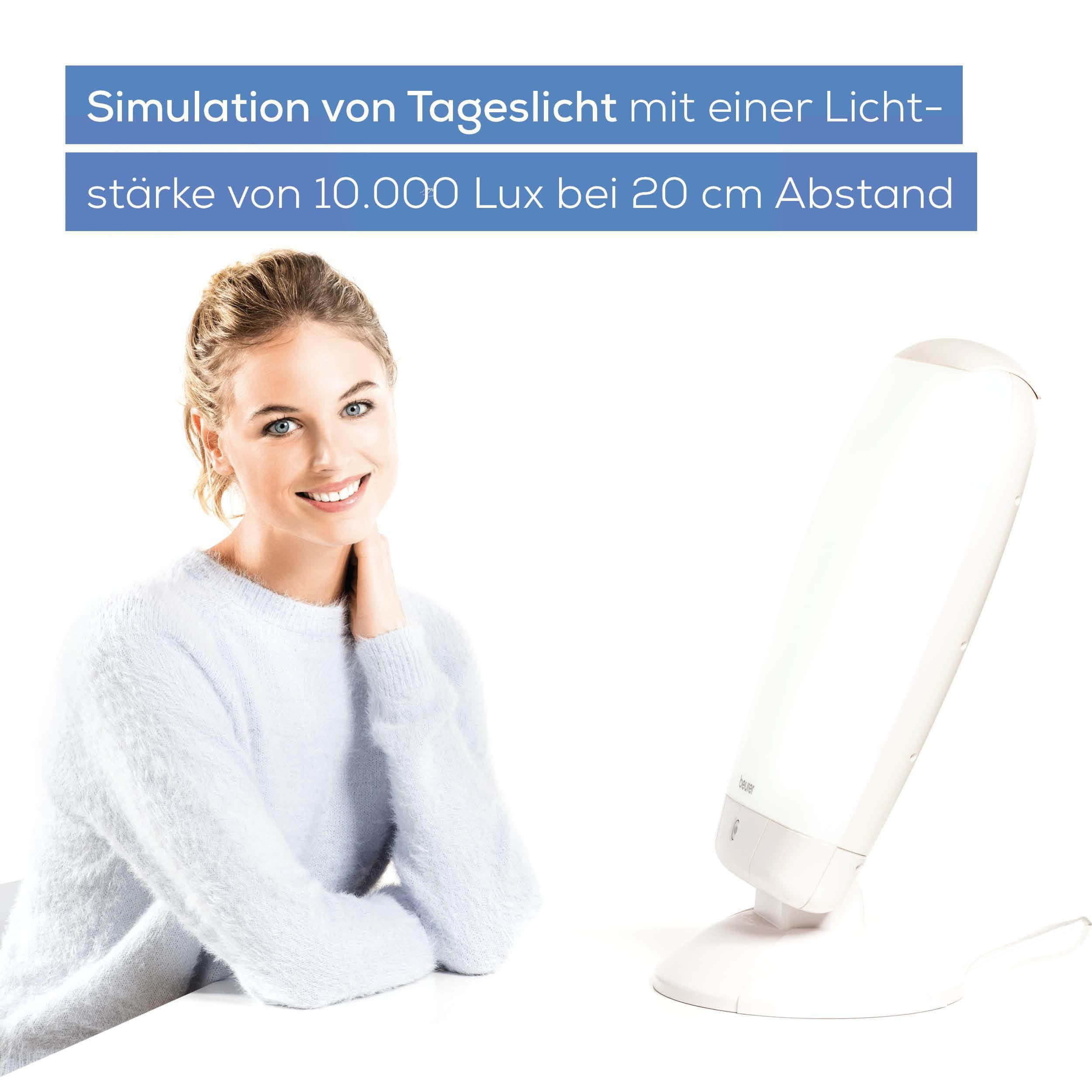 Lampen BEURER Beurer TL 80 Tageslichtlampe | 10.000 Lux Lichttherapie gegen Winterdepression & SAD | Medizinprodukt mit 2x36W Röhren, 6500K Tageslichtweiß, verstellbarem Winkel & Timerfunktion