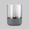 Dekoration blomus Blomus CALMA Designer-Windlicht | Beton-Kerzenhalter mit Glaszylinder | Handgefertigt in Steel Gray/Smoke | Größe S (14cm) | Inkl. CE-Zertifizierung & 3 Jahre Garantie Steel Gray