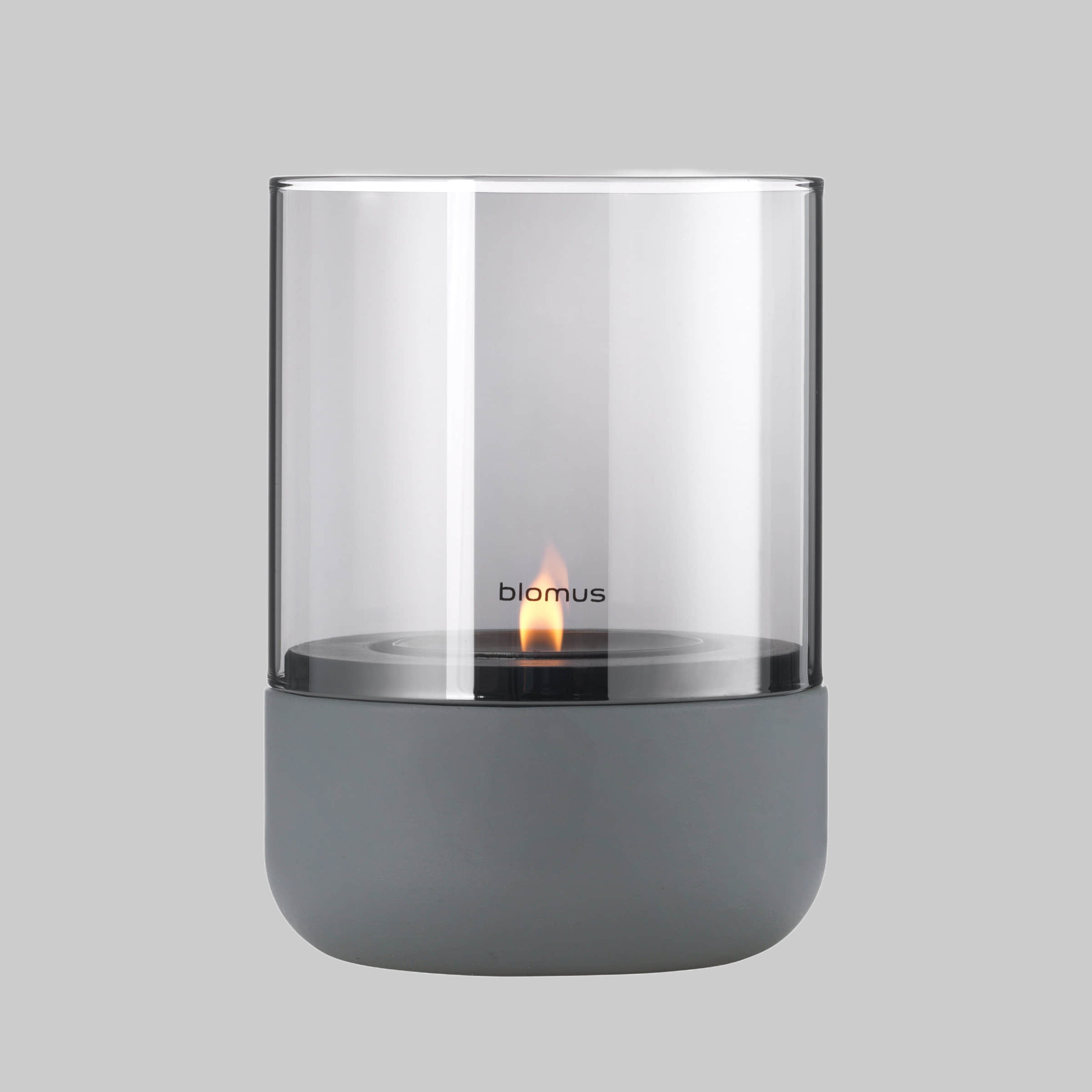 Dekoration blomus Blomus CALMA Designer-Windlicht | Beton-Kerzenhalter mit Glaszylinder | Handgefertigt in Steel Gray/Smoke | Größe S (14cm) | Inkl. CE-Zertifizierung & 3 Jahre Garantie Steel Gray