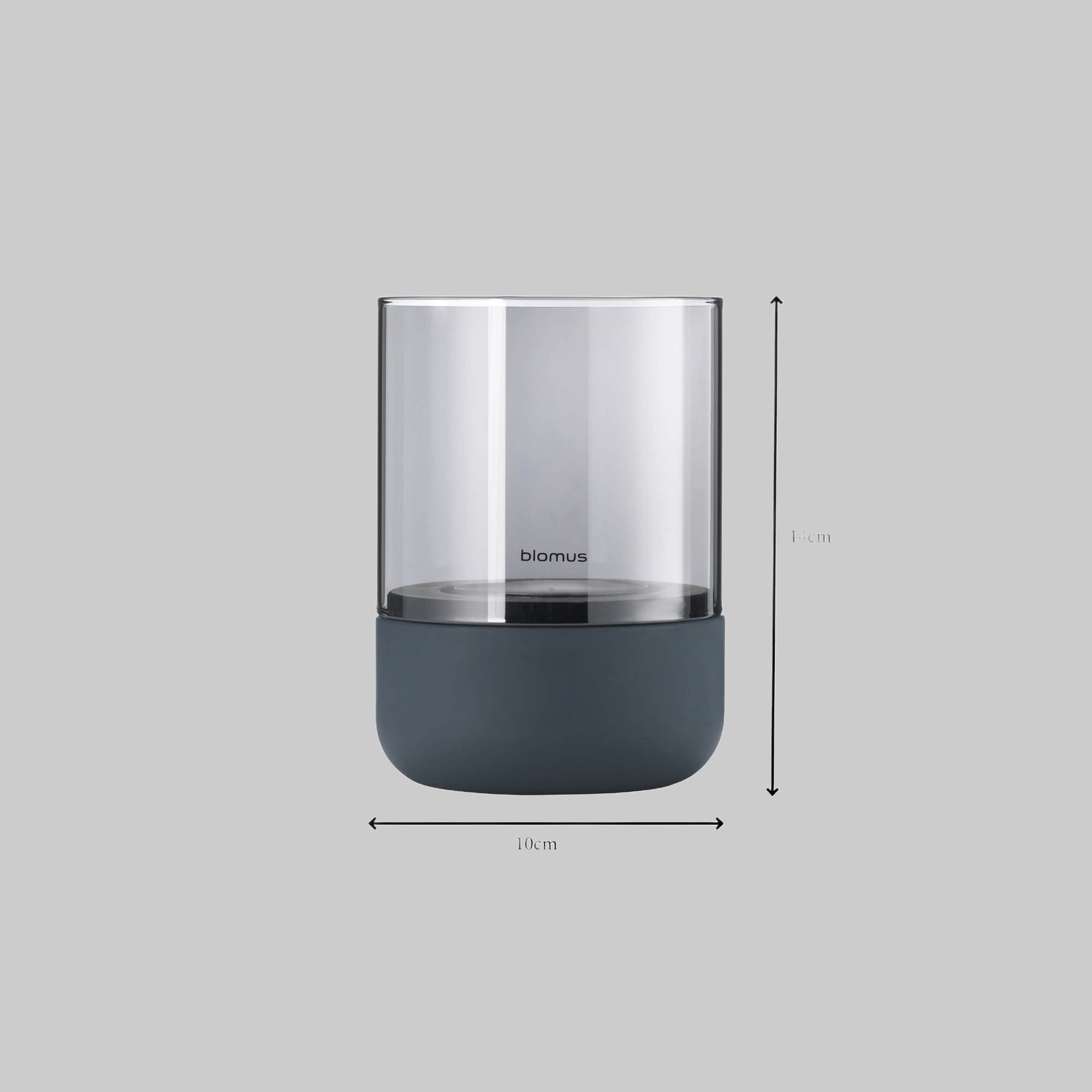 Dekoration blomus Blomus CALMA Designer-Windlicht | Beton-Kerzenhalter mit Glaszylinder | Handgefertigt in Steel Gray/Smoke | Größe S (14cm) | Inkl. CE-Zertifizierung & 3 Jahre Garantie Steel Gray