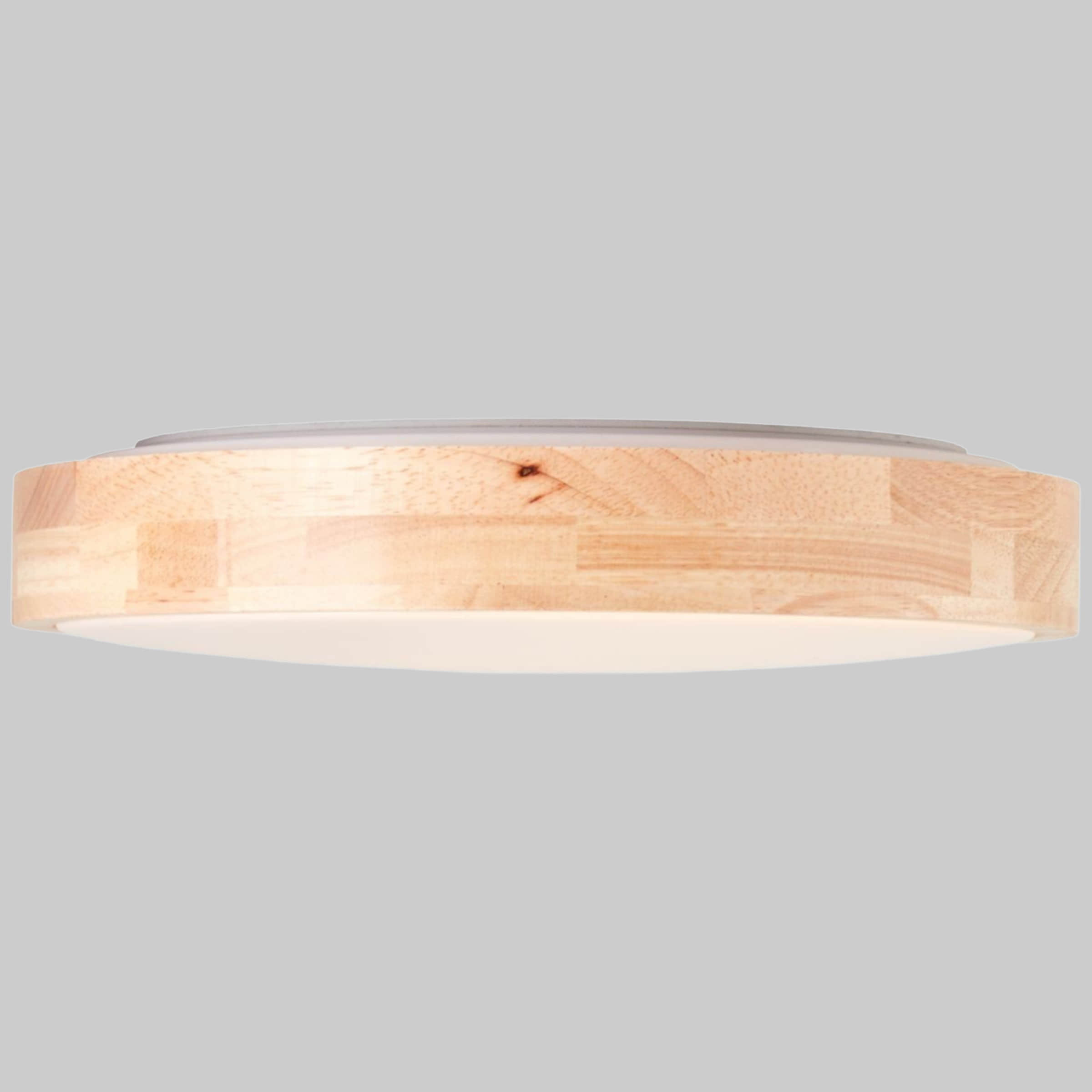 Brilliant Lampen Brilliant Moreen LED Ceiling Light - 34cm Wood Design, Adjustable Color Temperature (3000K-4500K), 1300 Lumen, Memory Function, IP44 Rated - Modern Scandinavian Lighting