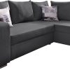COLLECTION AB Sofas COLLECTION AB Ecksofa »John L-Form« mit Bettfunktion (200x140 cm), Bettkasten & Regalarmlehne – wählbare Ottomane, FSC®-Holz, Grau-Schwarz anthrazit