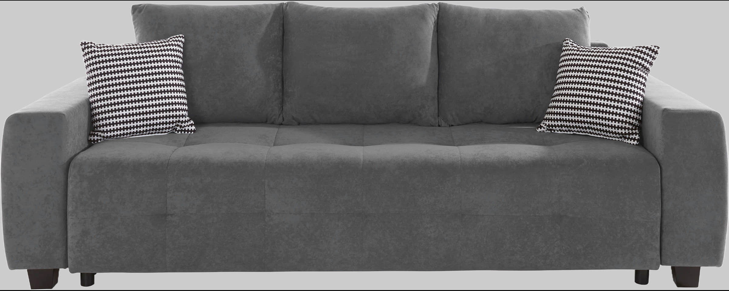 COLLECTION AB Sofas COLLECTION AB Schlafsofa Bella | Federkern mit Bettfunktion & Bettkasten | Inkl. Zierkissen | Modernes 3-in-1 Design anthrazit