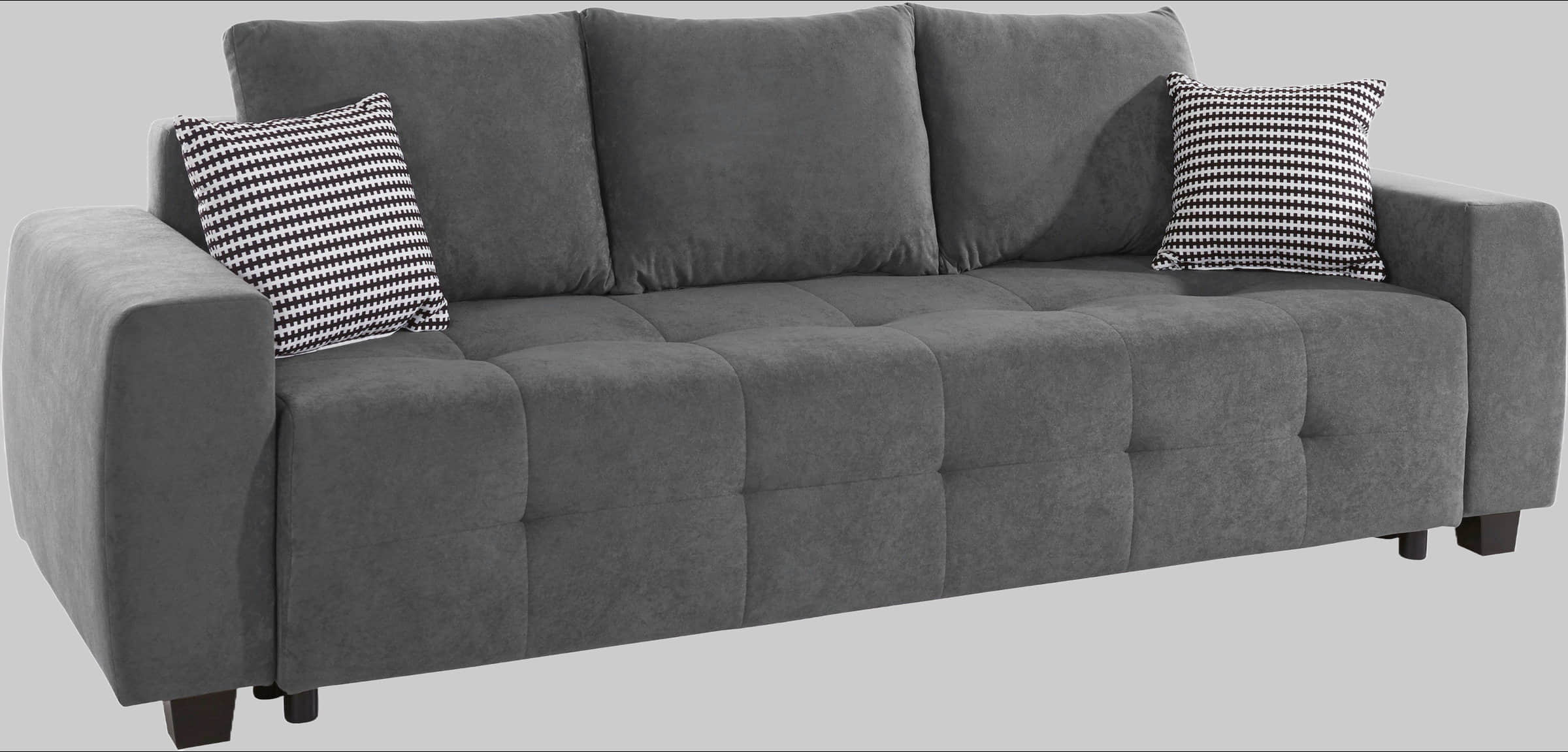 COLLECTION AB Sofas COLLECTION AB Schlafsofa Bella | Federkern mit Bettfunktion & Bettkasten | Inkl. Zierkissen | Modernes 3-in-1 Design anthrazit