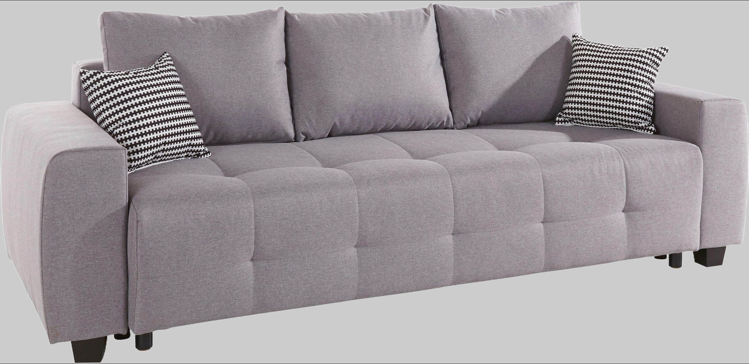 COLLECTION AB Sofas COLLECTION AB Schlafsofa Bella | Federkern mit Bettfunktion & Bettkasten | Inkl. Zierkissen | Modernes 3-in-1 Design hellgrau