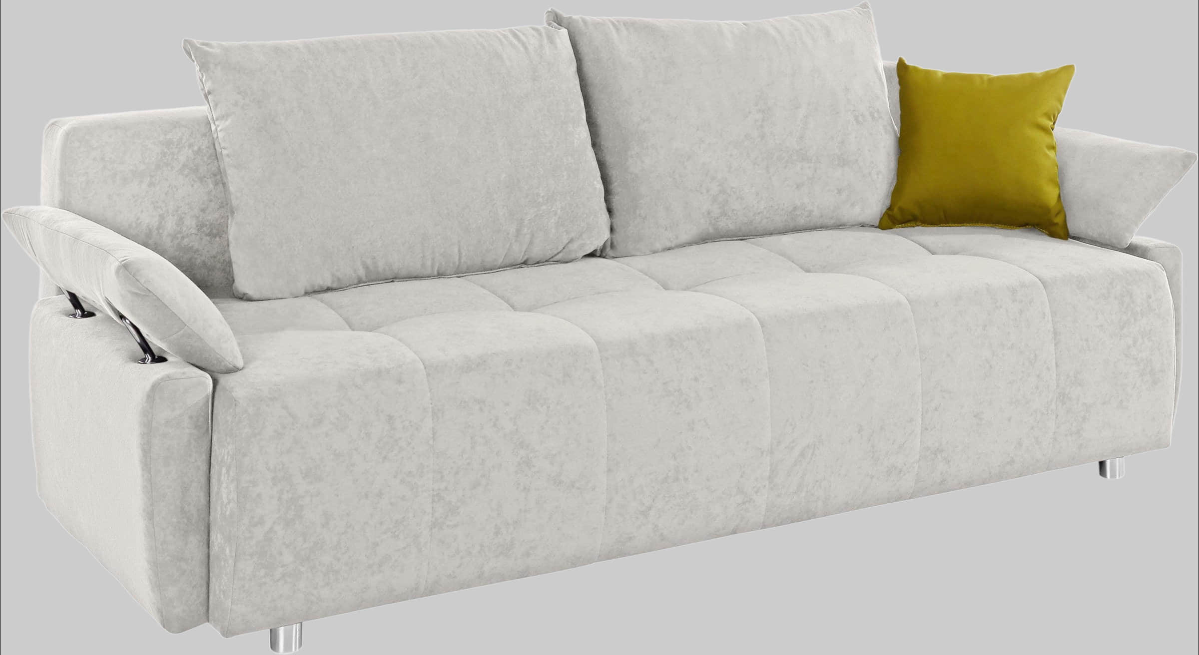 COLLECTION AB Sofas COLLECTION AB Schlafsofa Funtastic mit Federkern & Bettfunktion – Modernes 3,5-Personen-Sofa in Silber (212 cm) inkl. Bettkasten & Kissen silber