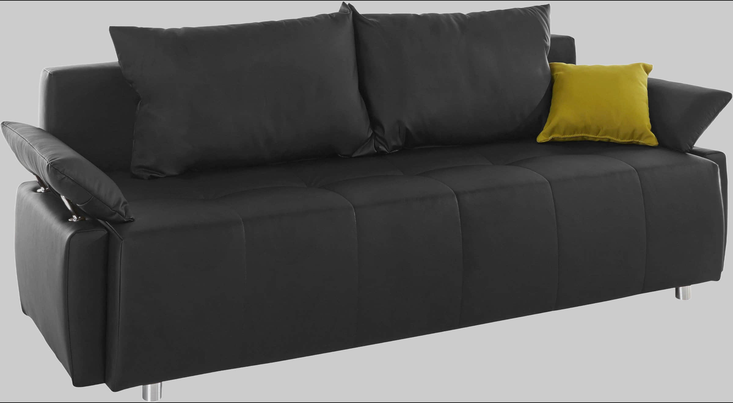 COLLECTION AB Schlafsofa Funtastic mit Federkern & Bettfunktion – Modernes 3,5-Personen-Sofa in Silber (212 cm) inkl. Bettkasten & Kissen braun COLLECTION AB Sofas