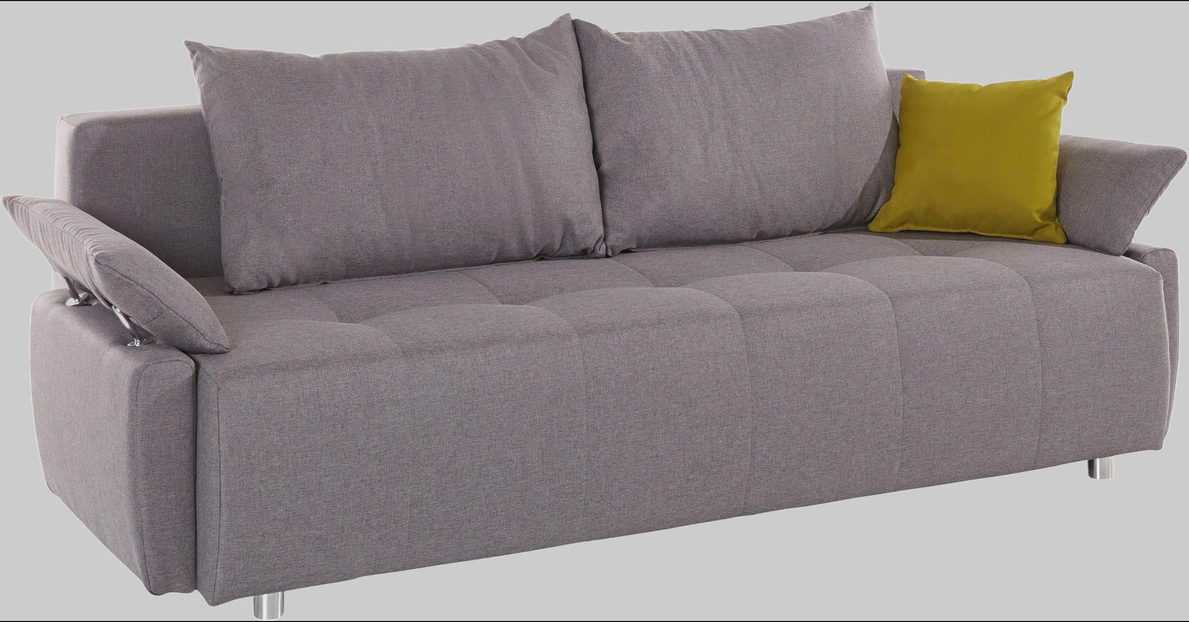 COLLECTION AB COLLECTION AB Schlafsofa Funtastic mit Federkern & Bettfunktion – Modernes 3,5-Personen-Sofa in Silber (212 cm) inkl. Bettkasten & Kissen hellgrau Sofas