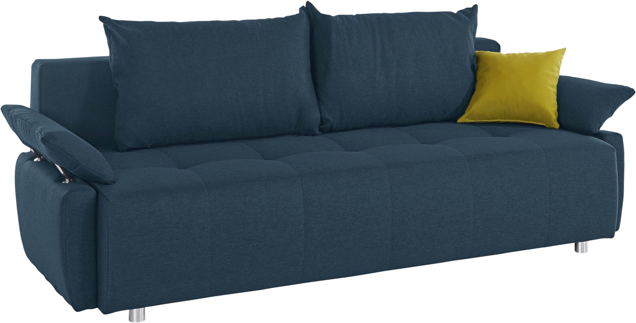 COLLECTION AB COLLECTION AB Schlafsofa Funtastic mit Federkern & Bettfunktion – Modernes 3,5-Personen-Sofa in Silber (212 cm) inkl. Bettkasten & Kissen blau Sofas