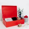 Creative Deco XL Holzkiste mit Deckel – Große Aufbewahrungsbox 40x30x14 cm | Massivholz Erinnerungsbox für Baby, DIY & Deko | Sicher abgerundete Kanten Rot Aufbewahrung Creative Deco