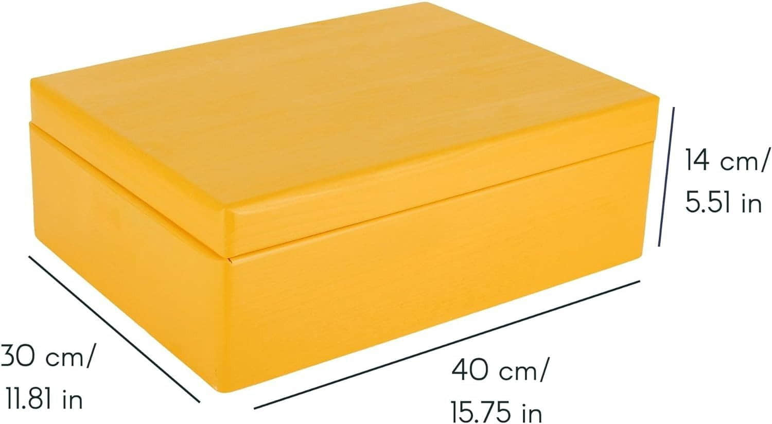 Aufbewahrung Creative Deco Creative Deco XL Holzkiste mit Deckel – Große Aufbewahrungsbox 40x30x14 cm | Massivholz Erinnerungsbox für Baby, DIY & Deko | Sicher abgerundete Kanten Gelb