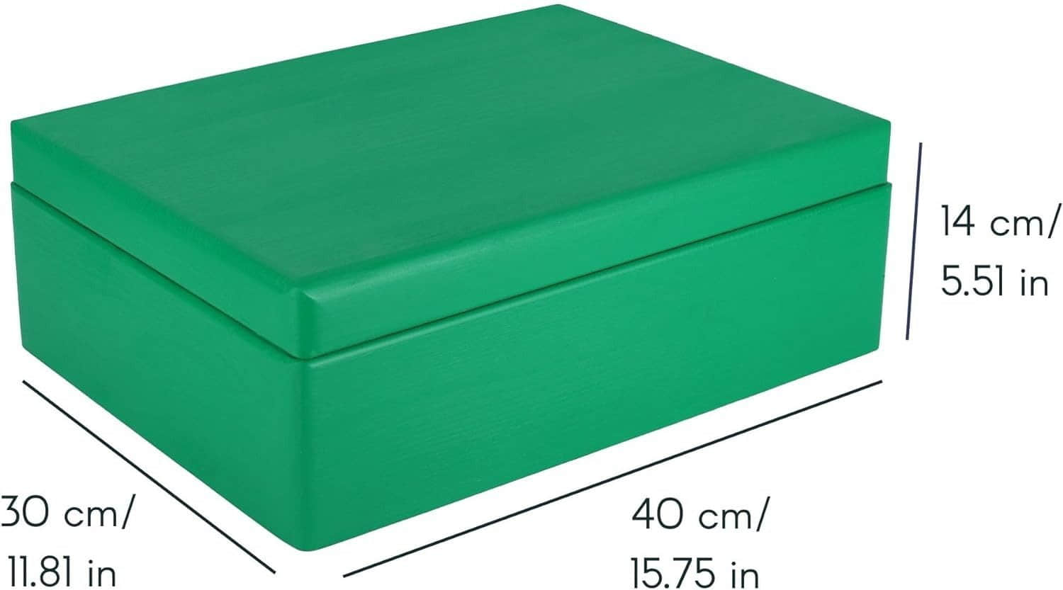 Creative Deco Aufbewahrung Creative Deco XL Holzkiste mit Deckel – Große Aufbewahrungsbox 40x30x14 cm | Massivholz Erinnerungsbox für Baby, DIY & Deko | Sicher abgerundete Kanten Grün