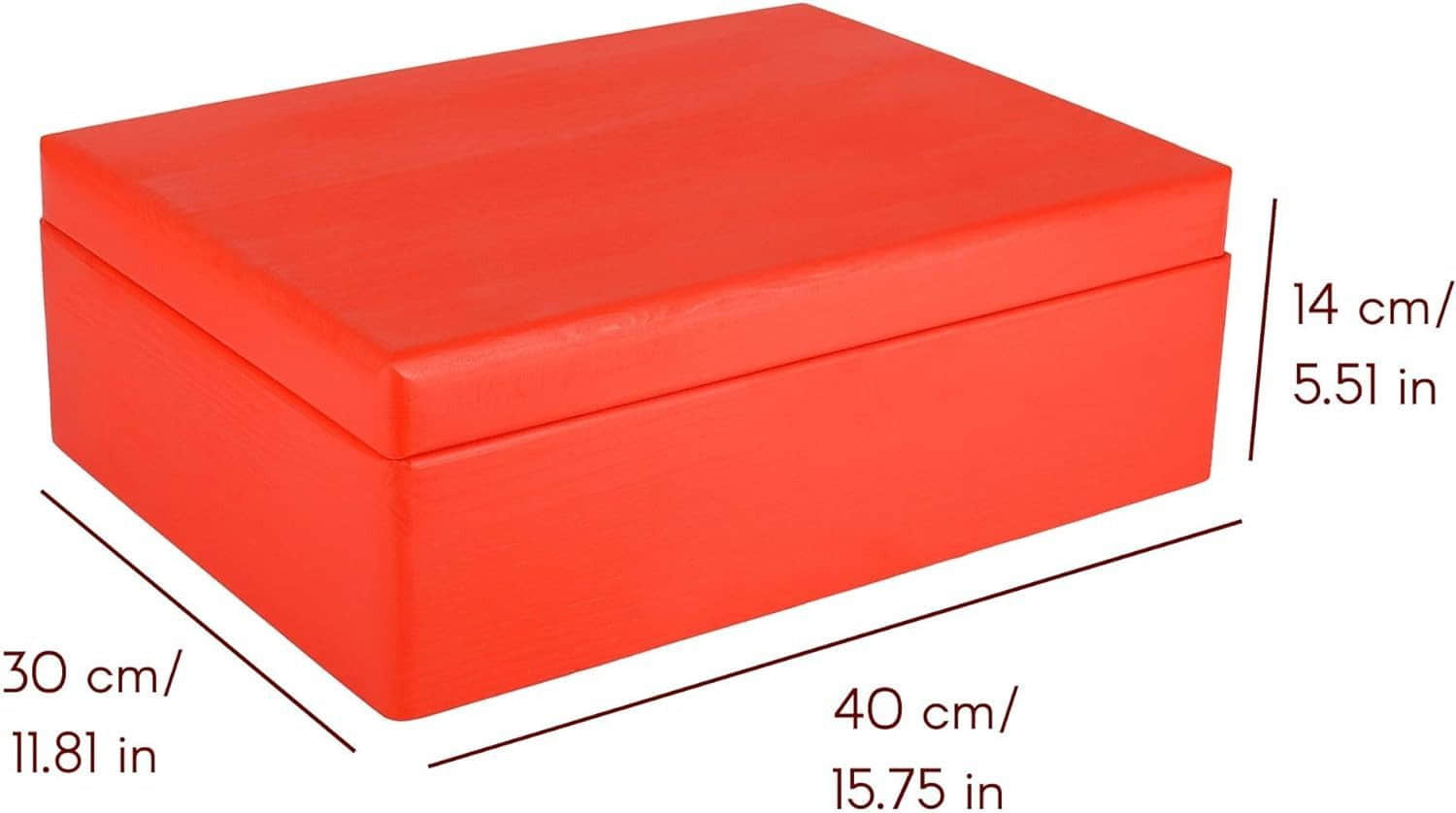 Creative Deco XL Holzkiste mit Deckel – Große Aufbewahrungsbox 40x30x14 cm | Massivholz Erinnerungsbox für Baby, DIY & Deko | Sicher abgerundete Kanten Rot Aufbewahrung Creative Deco