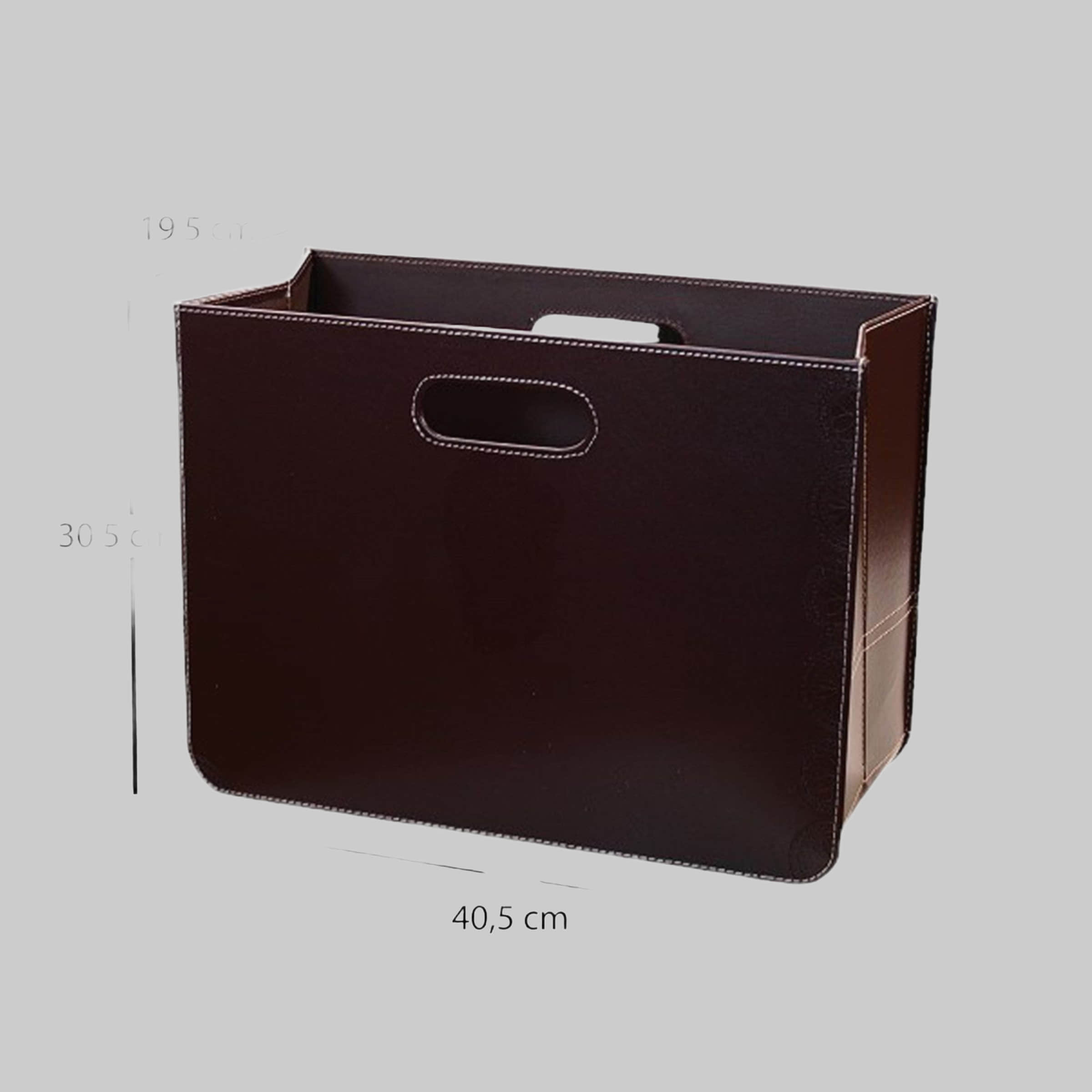 DESIGN DELIGHTS Premium Zeitungskorb aus Kunstleder | 40,5x30,5x19,5 cm | Schwarz | Faltbarer Zeitschriftenständer mit Tragegriffen Aufbewahrung DESIGN DELIGHTS