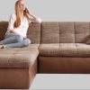 DOMO collection Ecksofa »Moric« L-Form 300x172x80 cm – XXL Wohnlandschaft mit Bettfunktion & verstellbaren Armlehnen | Hochwertige Cord Bezüge braun/beig Sofas DOMO collection