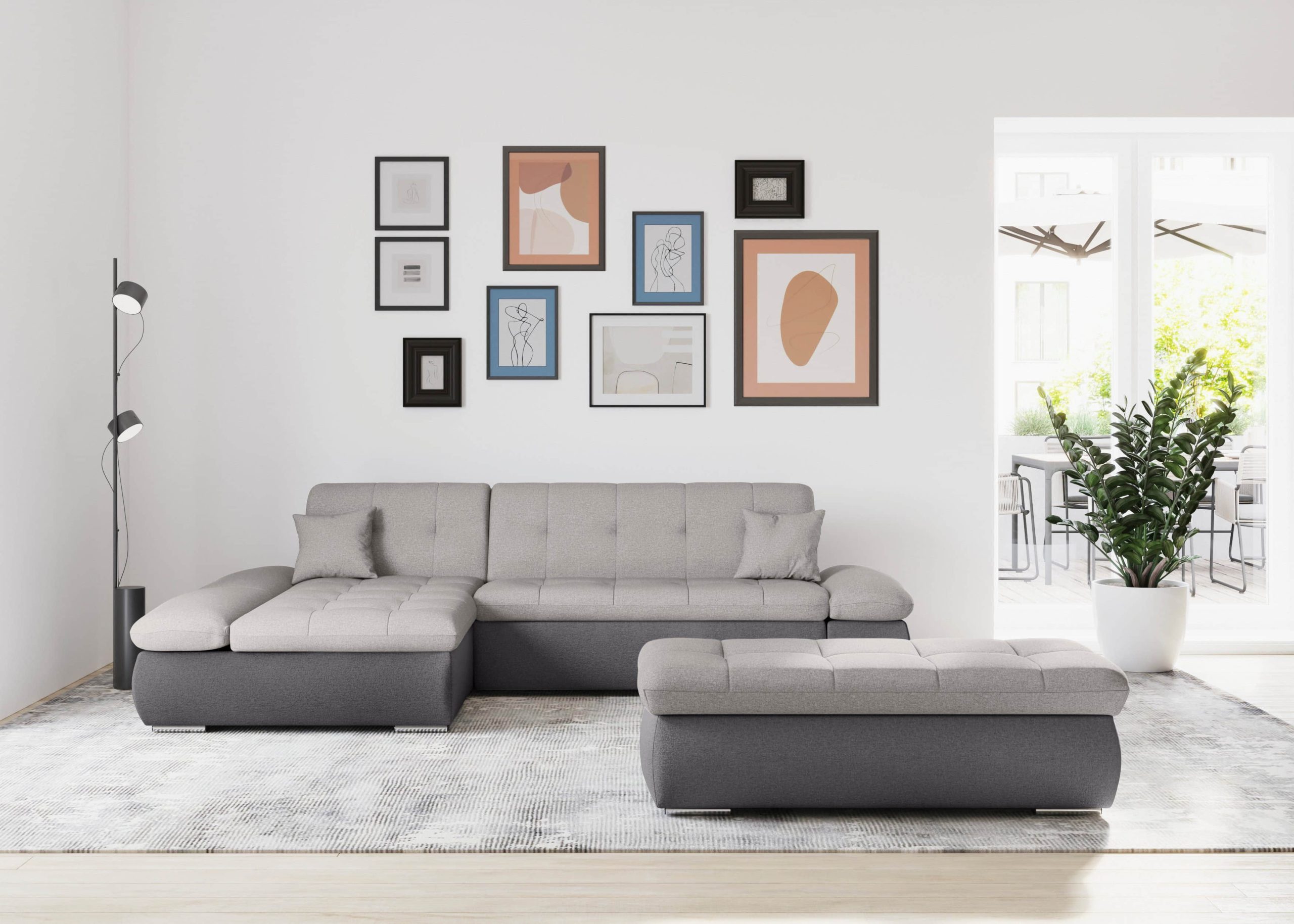 DOMO collection Ecksofa »Moric« L-Form 300x172x80 cm – XXL Wohnlandschaft mit Bettfunktion & verstellbaren Armlehnen | Hochwertige Cord Bezüge grau/silber Sofas DOMO collection