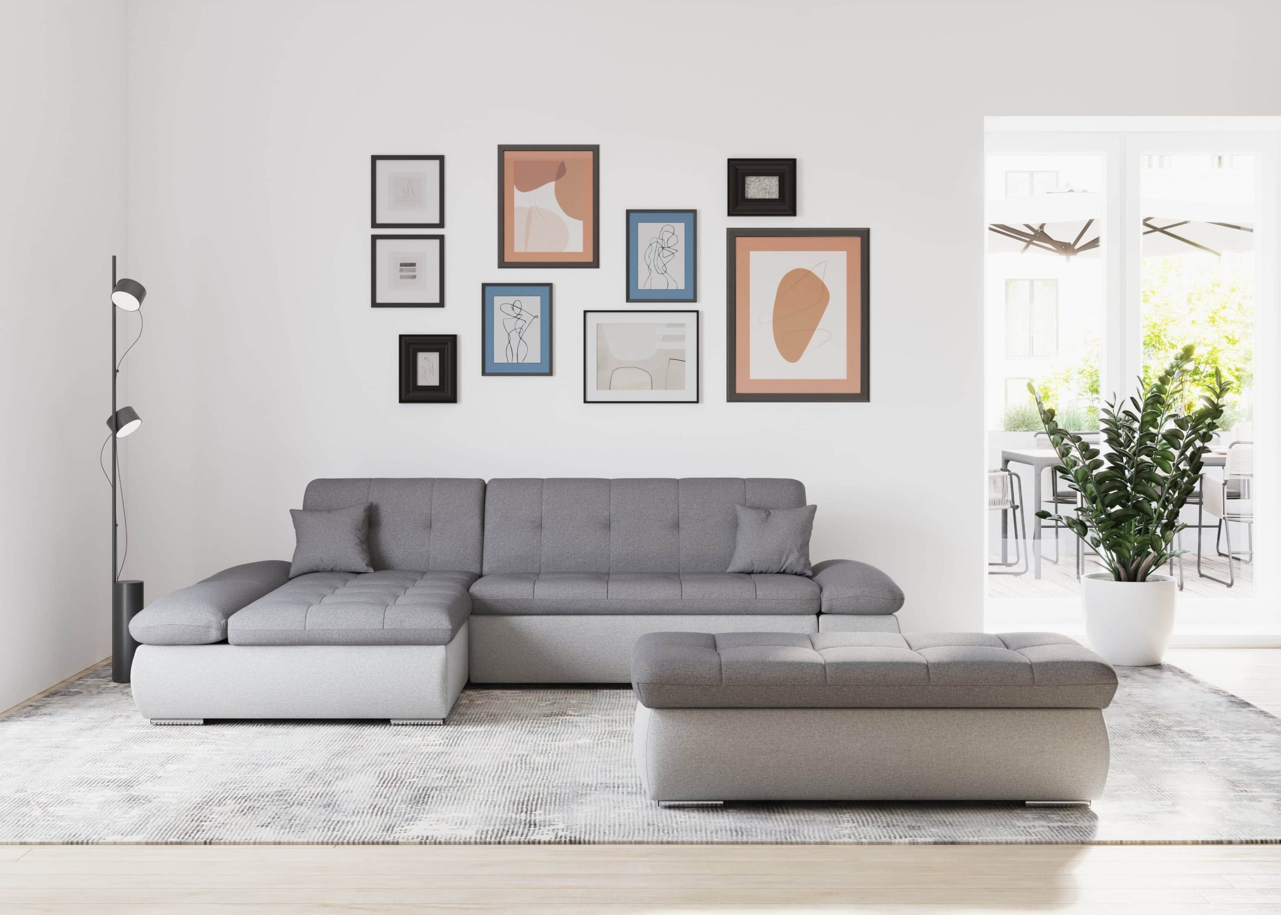 DOMO collection Ecksofa »Moric« L-Form 300x172x80 cm – XXL Wohnlandschaft mit Bettfunktion & verstellbaren Armlehnen | Hochwertige Cord Bezüge silber/grau Sofas DOMO collection