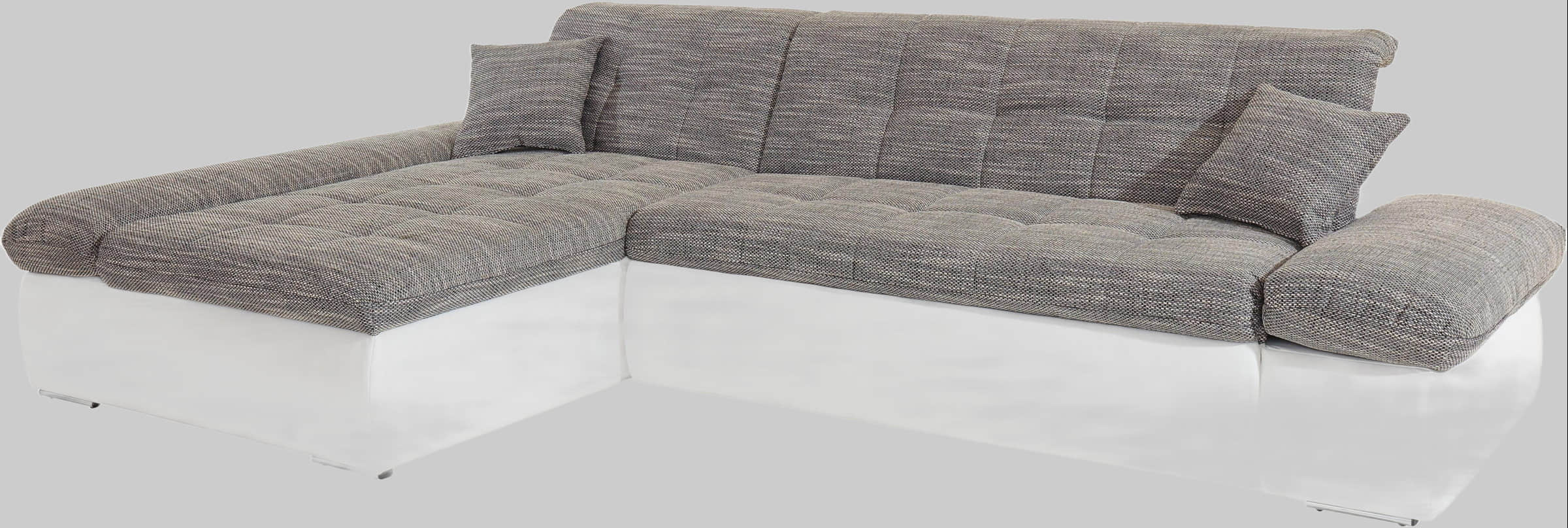 DOMO collection Ecksofa »Moric« L-Form 300x172x80 cm – XXL Wohnlandschaft mit Bettfunktion & verstellbaren Armlehnen | Hochwertige Cord Bezüge weiß/weiß- DOMO collection Sofas