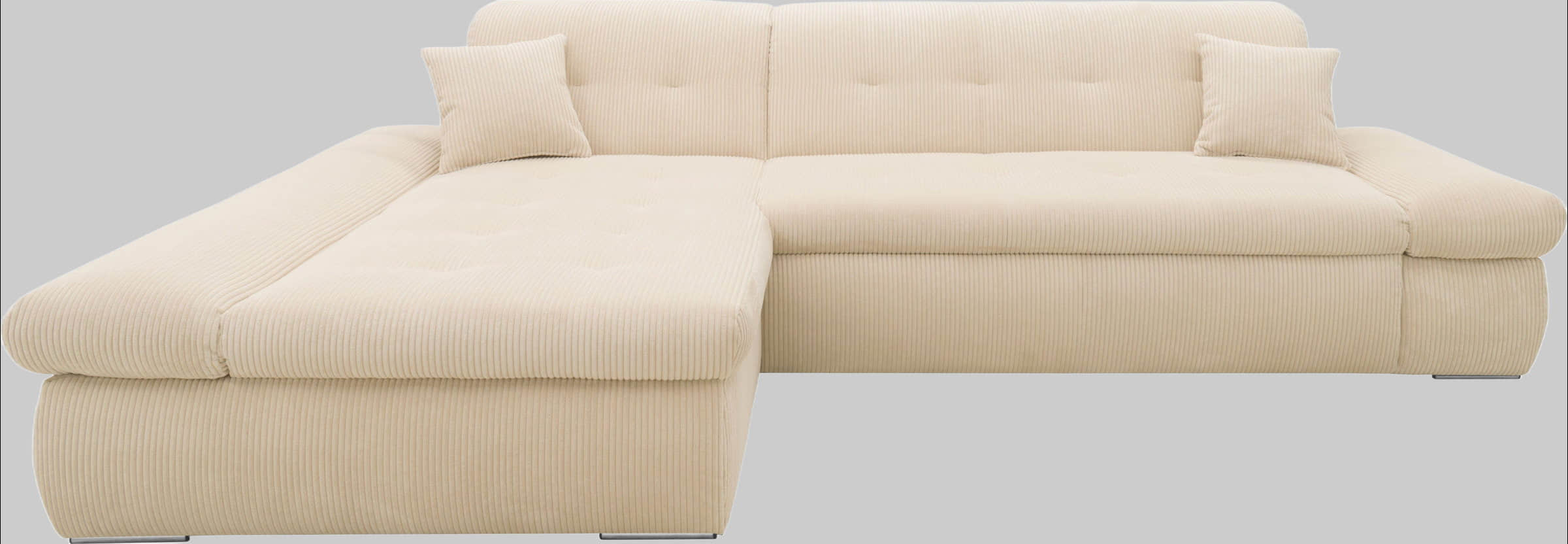 DOMO collection Ecksofa »Moric« L-Form 300x172x80 cm – XXL Wohnlandschaft mit Bettfunktion & verstellbaren Armlehnen | Hochwertige Cord Bezüge creme DOMO collection Sofas