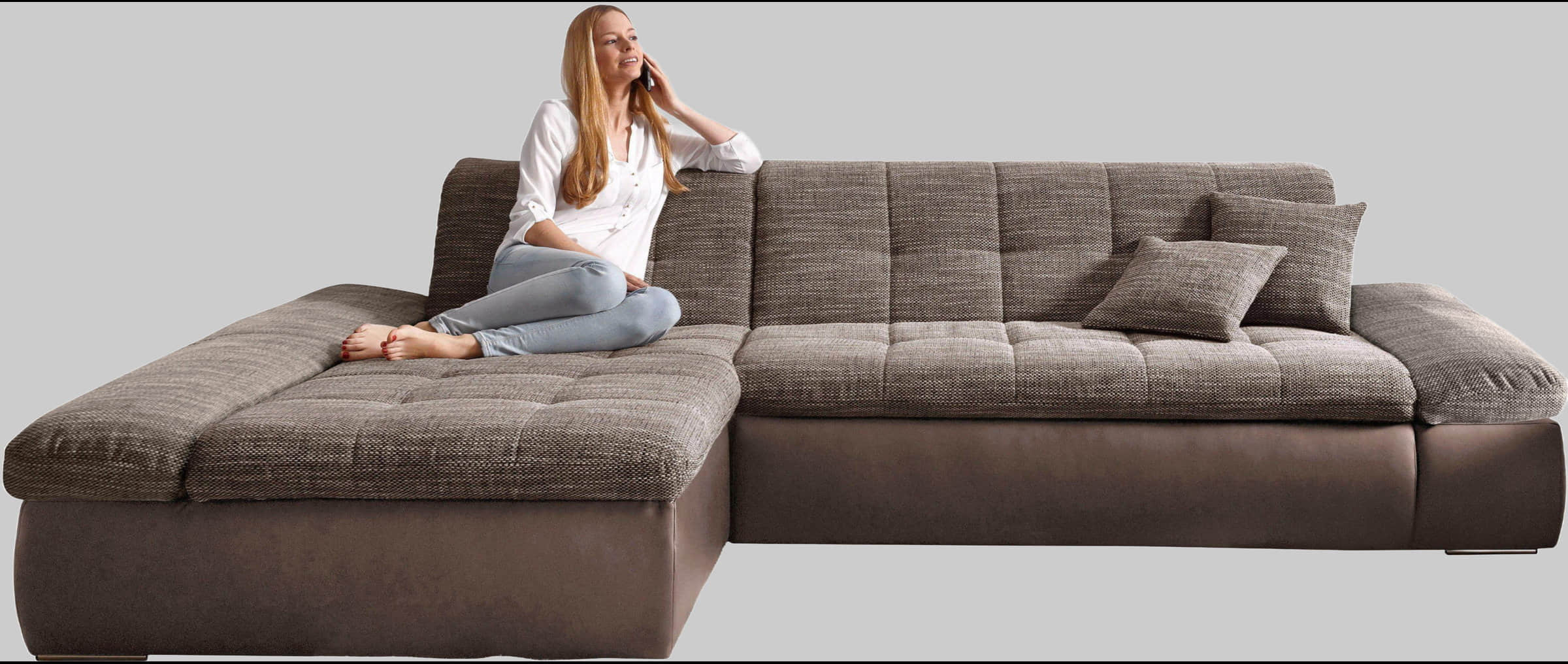 DOMO collection Ecksofa »Moric« L-Form 300x172x80 cm – XXL Wohnlandschaft mit Bettfunktion & verstellbaren Armlehnen | Hochwertige Cord Bezüge espresso/b DOMO collection Sofas
