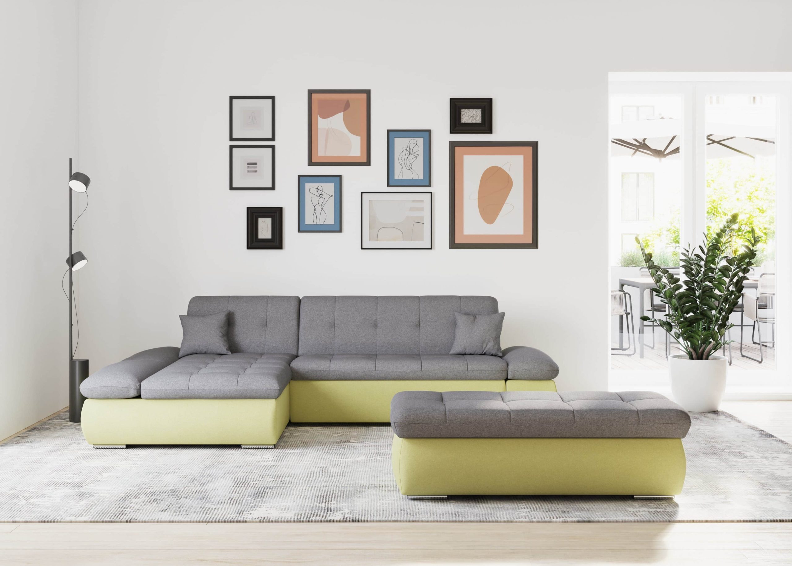 DOMO collection Ecksofa »Moric« L-Form 300x172x80 cm – XXL Wohnlandschaft mit Bettfunktion & verstellbaren Armlehnen | Hochwertige Cord Bezüge gelb/schla DOMO collection Sofas
