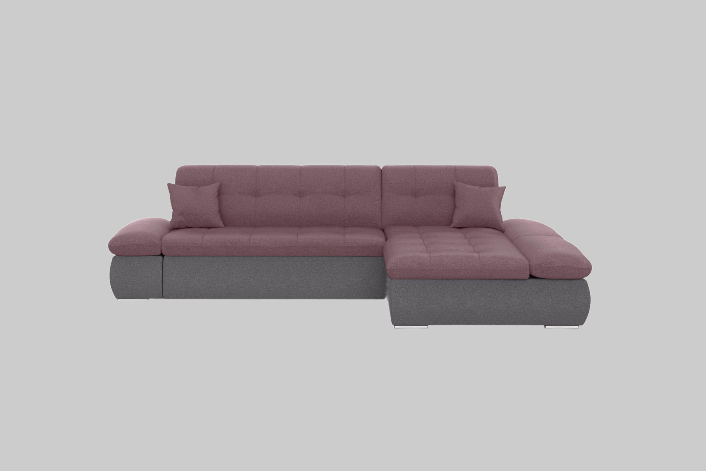 DOMO collection Sofas DOMO collection Ecksofa »Moric« L-Form 300x172x80 cm – XXL Wohnlandschaft mit Bettfunktion & verstellbaren Armlehnen | Hochwertige Cord Bezüge grau/beere