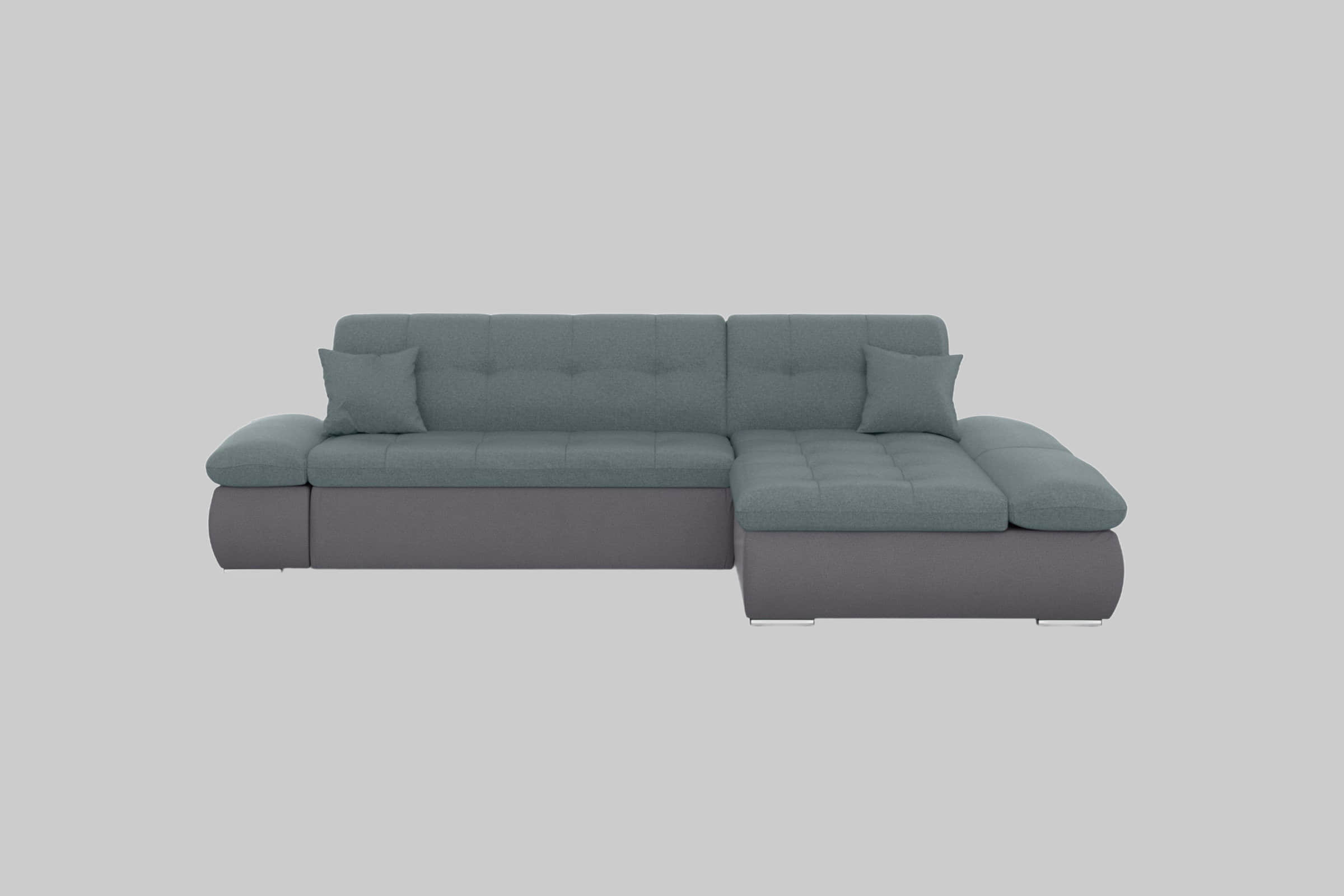 DOMO collection Sofas DOMO collection Ecksofa »Moric« L-Form 300x172x80 cm – XXL Wohnlandschaft mit Bettfunktion & verstellbaren Armlehnen | Hochwertige Cord Bezüge grau/eisbl