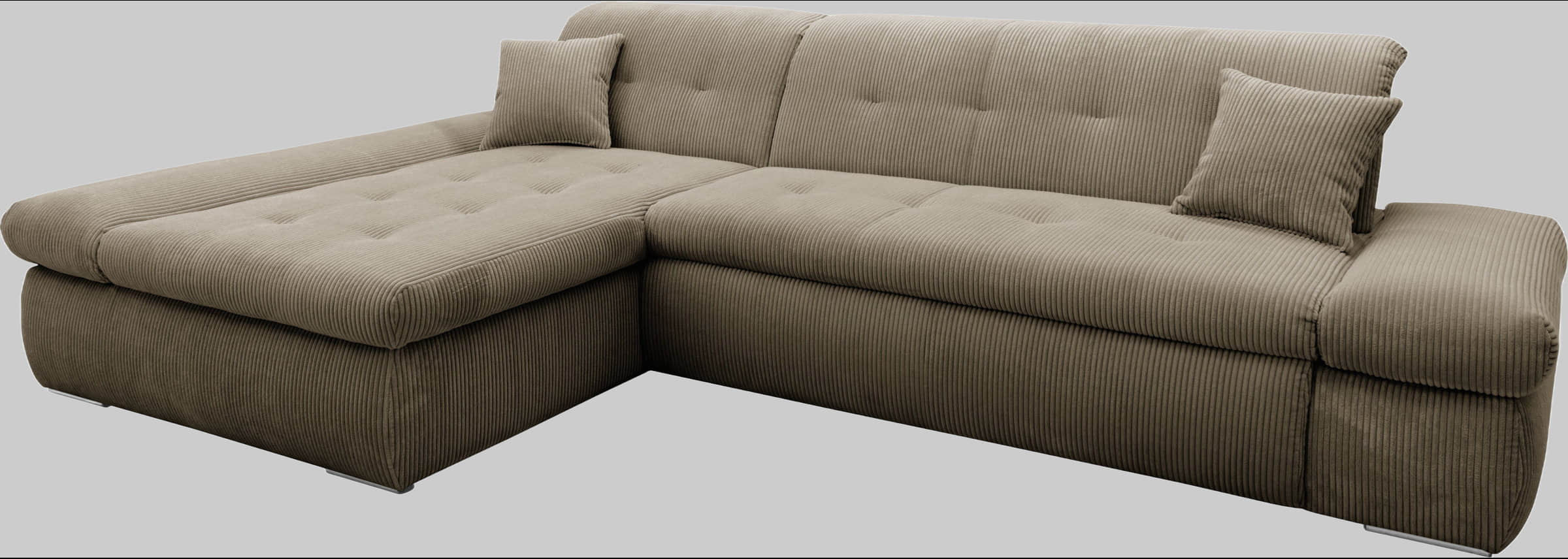 DOMO collection Ecksofa »Moric« L-Form 300x172x80 cm – XXL Wohnlandschaft mit Bettfunktion & verstellbaren Armlehnen | Hochwertige Cord Bezüge schlamm Sofas DOMO collection