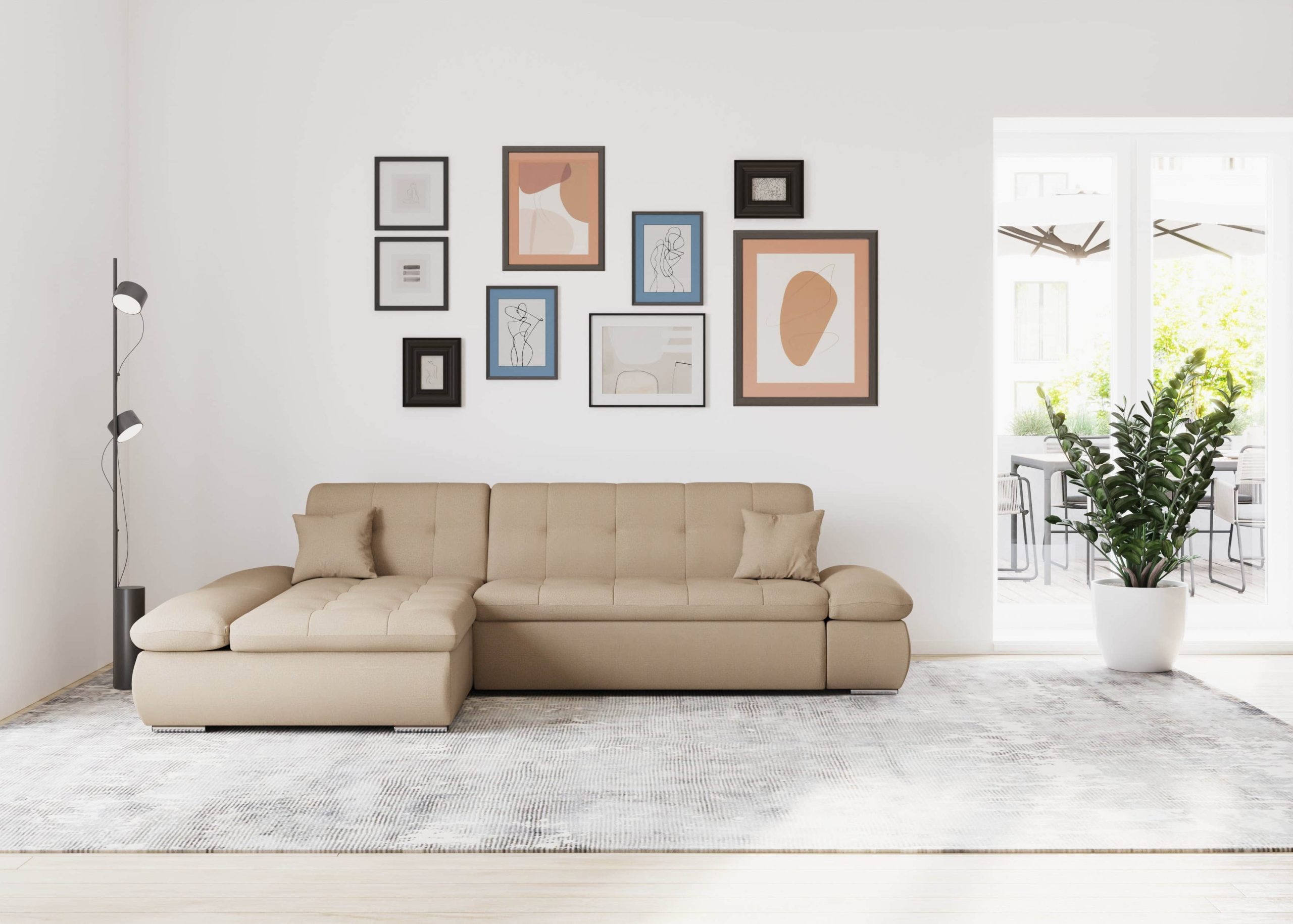 DOMO collection Ecksofa »Moric« L-Form 300x172x80 cm – XXL Wohnlandschaft mit Bettfunktion & verstellbaren Armlehnen | Hochwertige Cord Bezüge cappucino DOMO collection Sofas