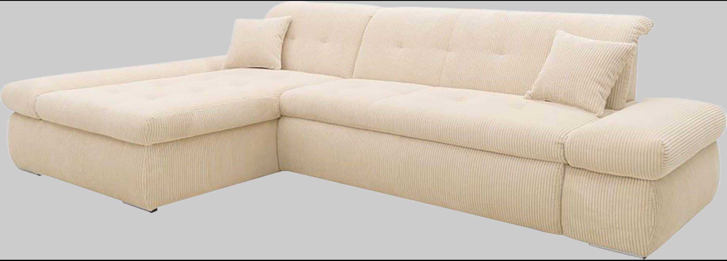 DOMO collection Ecksofa »Moric« L-Form 300x172x80 cm – XXL Wohnlandschaft mit Bettfunktion & verstellbaren Armlehnen | Hochwertige Cord Bezüge creme DOMO collection Sofas