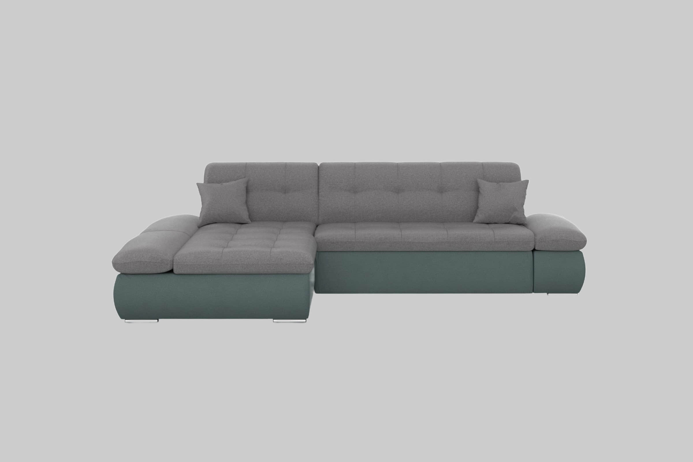 Sofas DOMO collection DOMO collection Ecksofa »Moric« L-Form 300x172x80 cm – XXL Wohnlandschaft mit Bettfunktion & verstellbaren Armlehnen | Hochwertige Cord Bezüge eisblau/gr