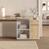 FMD FMD AUGSBURG Corner Desk - Multifunctional Home Office Solution with Storage (117/148cm) in Brown/Old-Style Steel or Gray/Concrete-White artisan ei Tische
