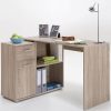 Tische FMD FMD AUGSBURG Corner Desk - Multifunctional Home Office Solution with Storage (117/148cm) in Brown/Old-Style Steel or Gray/Concrete-White eichefarben