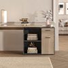 Tische FMD FMD AUGSBURG Corner Desk - Multifunctional Home Office Solution with Storage (117/148cm) in Brown/Old-Style Steel or Gray/Concrete-White viking-eic