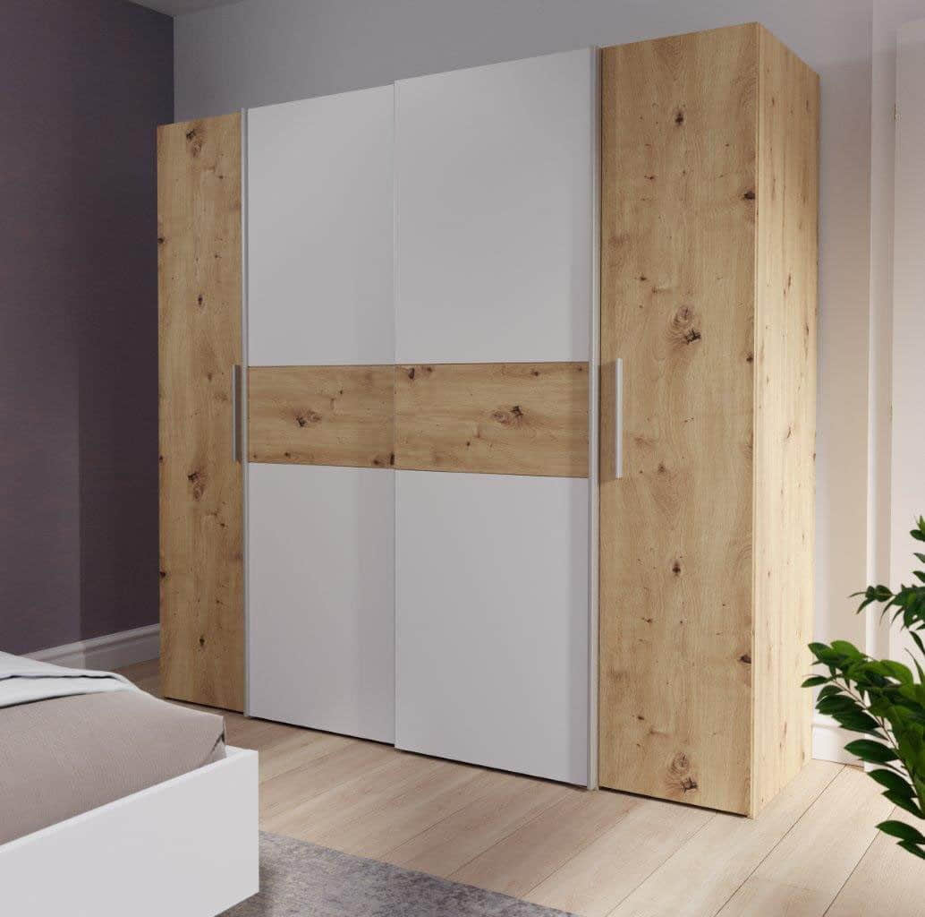 FORTE Kalixtus Kleiderschrank | 200x190x60 cm | 2 Schiebetüren + 2 Drehtüren | 8 Einlegeböden | Made in Europe | OTTOs Choice | Mehrere Farbvarianten Artian Eic Schränke FORTE