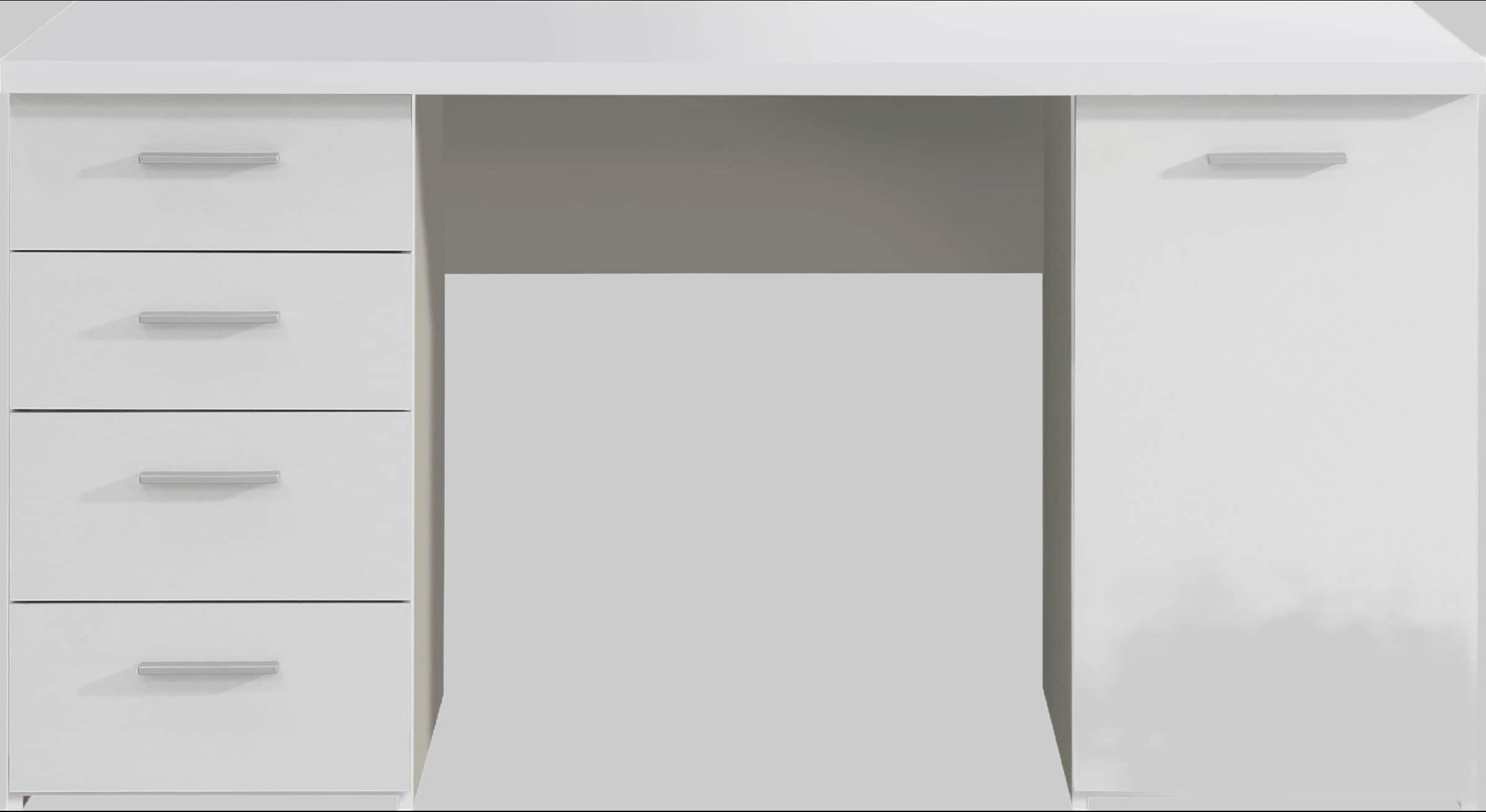 Kinderzimmer FORTE FORTE Schreibtisch »Netta« 145 cm mit Schubladen - Moderner Bürotisch in Holzoptik für Homeoffice & Arbeitszimmer Weiß matt