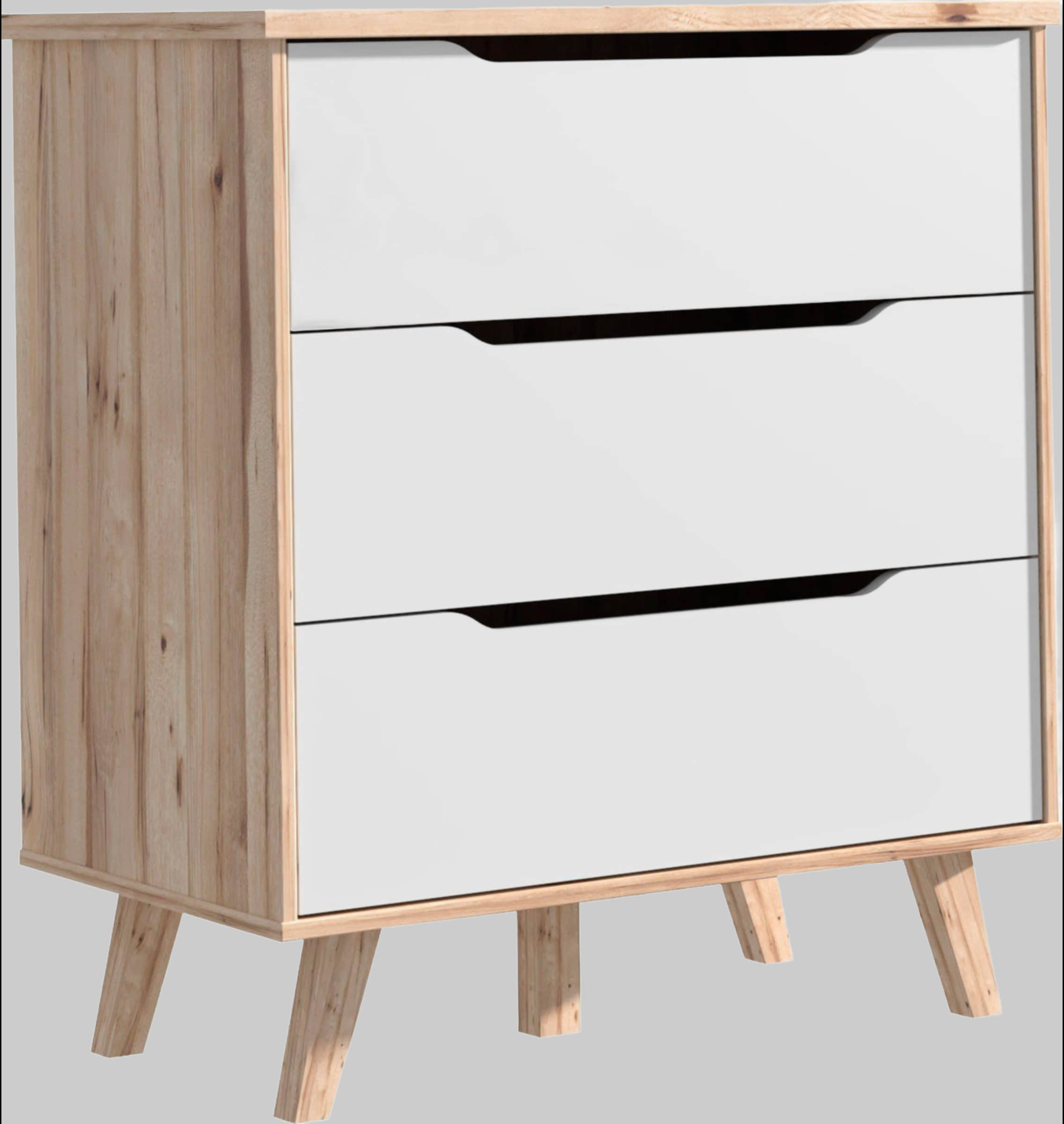 FORTE FORTE Schubkastenkommode 'Vankka' - Planked Oak mit weißer Front, 6 Schubladen (154,7x86,3x42 cm) | Modernes Design mit griffloser Front Kinderzimmer