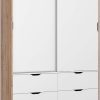 FORTE Vankka Schiebetürenschrank - Moderner Kleiderschrank im skandinavischen Design (140x200x50cm) mit Einlegeböden, Kleiderstange & Schubladen | Made in Europe Schränke FORTE
