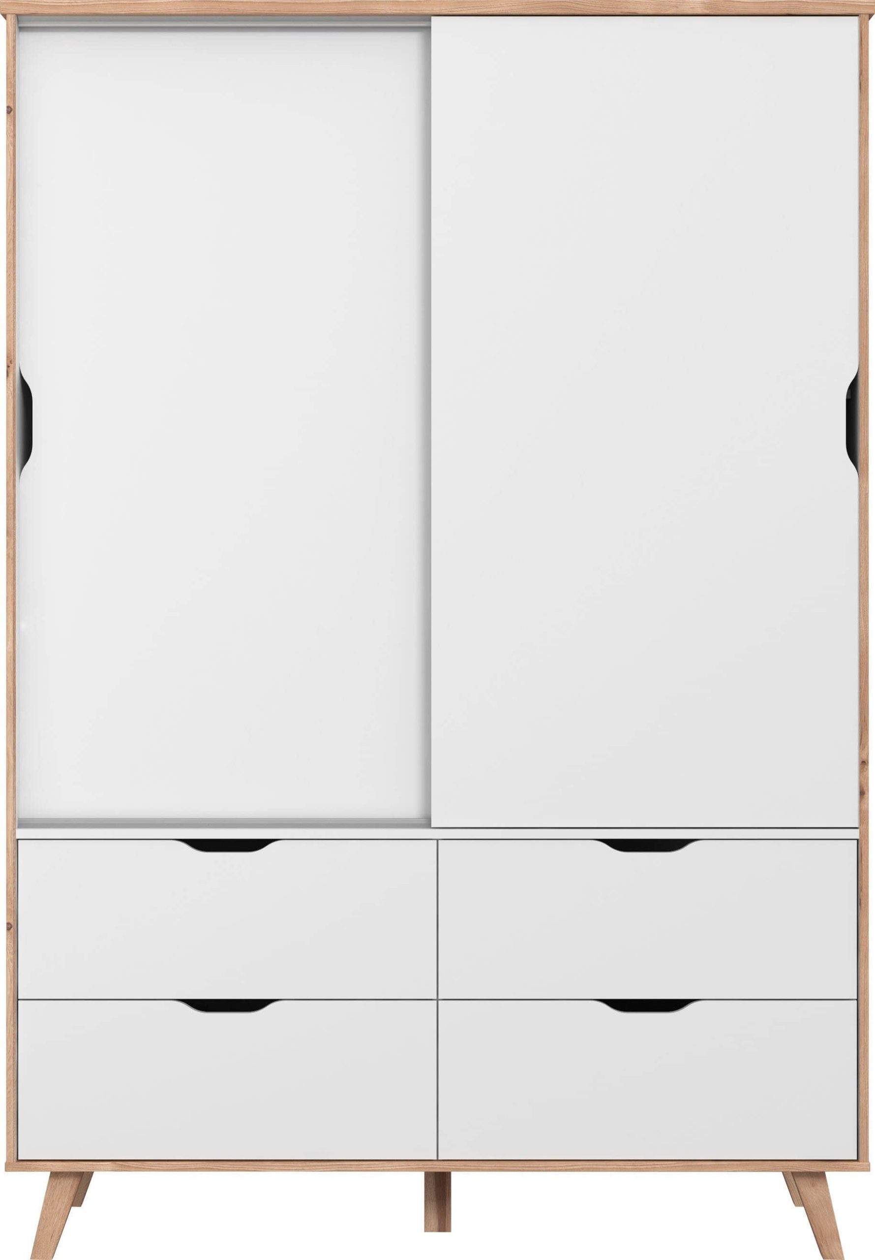 FORTE Vankka Schiebetürenschrank - Moderner Kleiderschrank im skandinavischen Design (140x200x50cm) mit Einlegeböden, Kleiderstange & Schubladen | Made in Europe Schränke FORTE