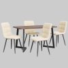 Flieks Flieks Essgruppe (5-tlg.) – Moderner Esstisch mit 4 Stühlen Set, Metallbeine & Samtbezug – Platzsparendes Esszimmer-Set für kleine Küchen Beige Tische