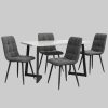 Flieks Essgruppe (5-tlg.) – Moderner Esstisch mit 4 Stühlen Set, Metallbeine & Samtbezug – Platzsparendes Esszimmer-Set für kleine Küchen Grau Tische Flieks
