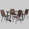 Flieks Tische Flieks Essgruppe (5-tlg.) – Moderner Esstisch mit 4 Stühlen Set, Metallbeine & Samtbezug – Platzsparendes Esszimmer-Set für kleine Küchen Braun