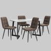 Flieks Essgruppe (5-tlg.) – Moderner Esstisch mit 4 Stühlen Set, Metallbeine & Samtbezug – Platzsparendes Esszimmer-Set für kleine Küchen Braun Tische Flieks