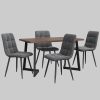 Tische Flieks Flieks Essgruppe (5-tlg.) – Moderner Esstisch mit 4 Stühlen Set, Metallbeine & Samtbezug – Platzsparendes Esszimmer-Set für kleine Küchen Grau