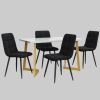 Flieks Essgruppe (5-tlg.) – Moderner Esstisch mit 4 Stühlen Set, Metallbeine & Samtbezug – Platzsparendes Esszimmer-Set für kleine Küchen Schwarz Flieks Tische
