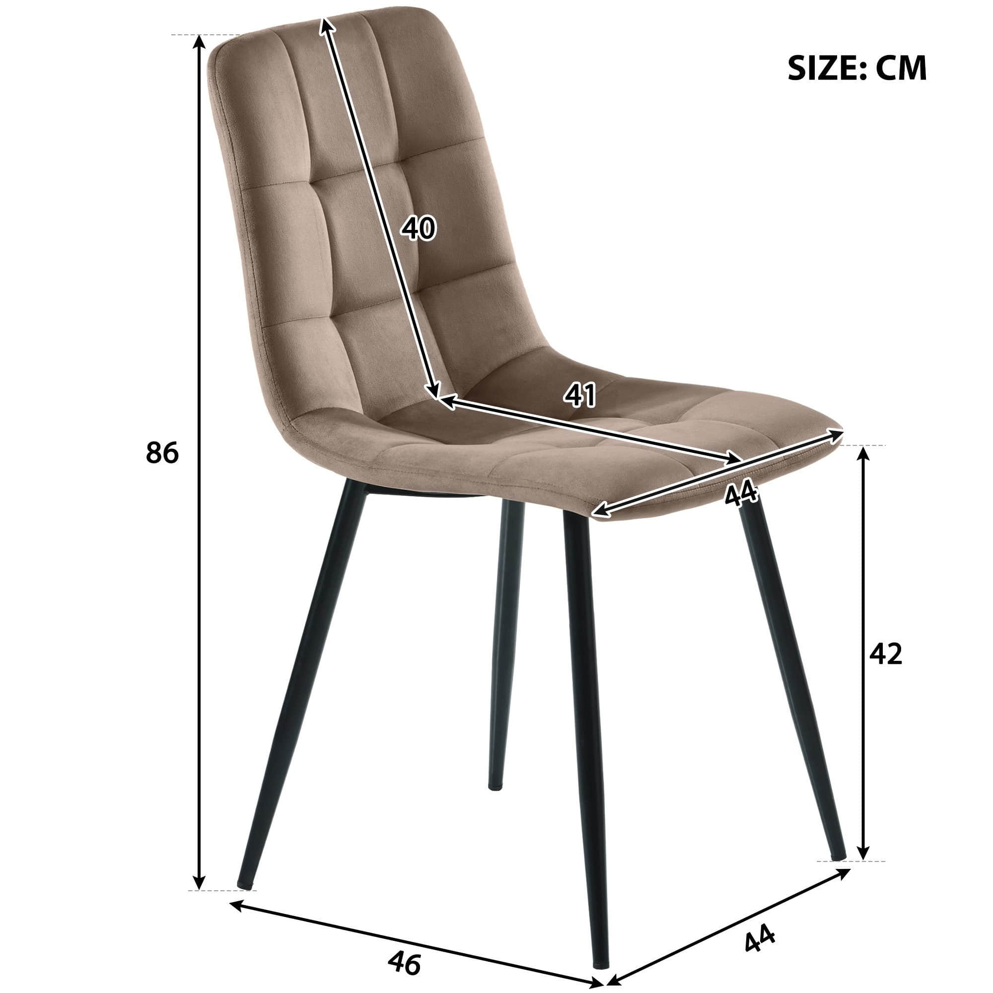 Flieks Tische Flieks Essgruppe (5-tlg.) – Moderner Esstisch mit 4 Stühlen Set, Metallbeine & Samtbezug – Platzsparendes Esszimmer-Set für kleine Küchen Braun